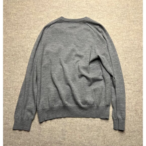 Banana Republic Merino Wool Argyle V-neck Sweater Large Office Preppy Grey - Picture 6 of 9